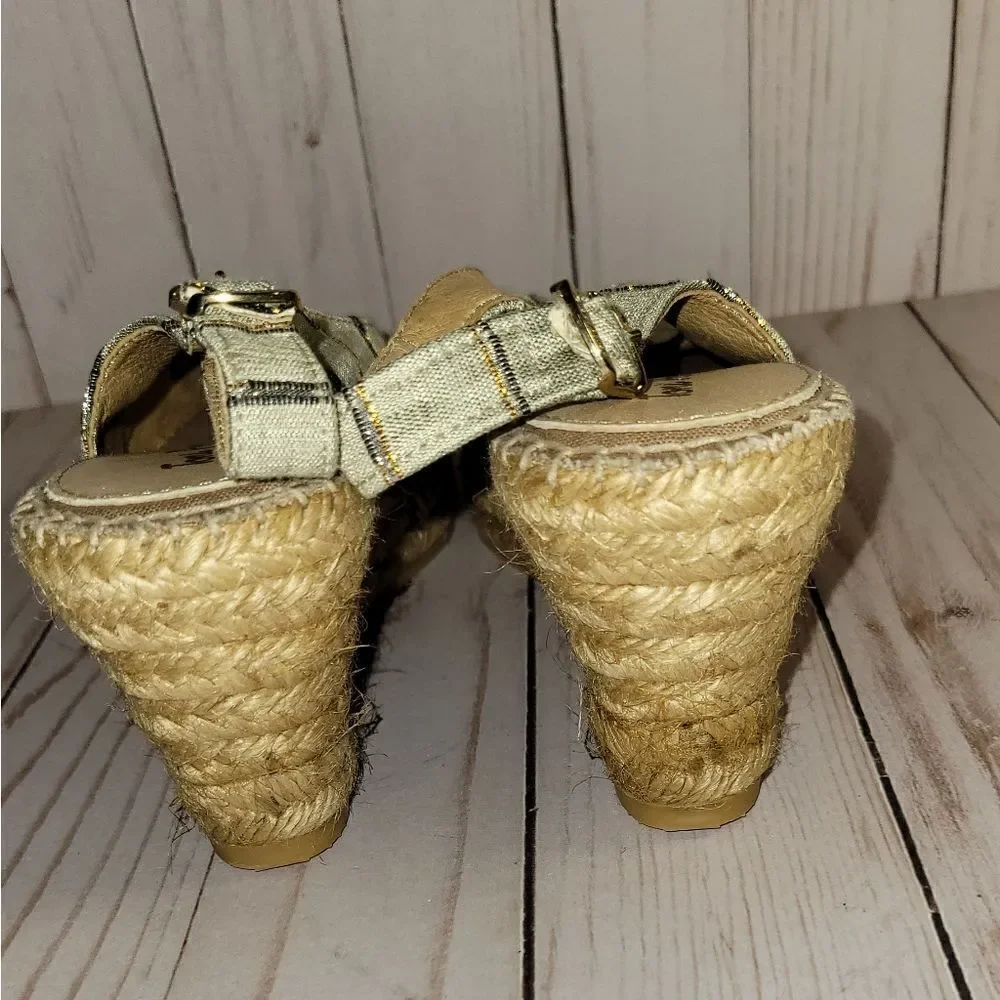 Toni Pons Metallic Stripe Espadrille Sandal Size 38